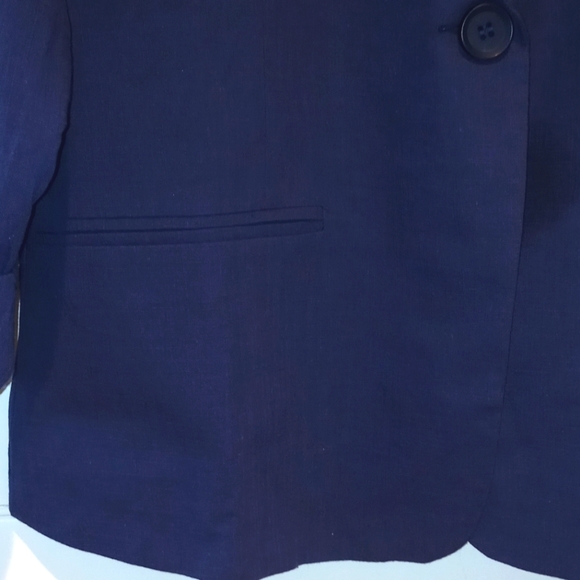 Navy Blue Cotton Blazer - Picture 5 of 7